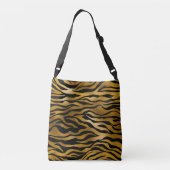 Gold & Black Tiger Stripe Crossbody Bag Crossbody Tas (Achterkant)