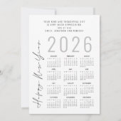 Gold Black Tree 2026 Kalender Liefde Bedankt Kaart (Achterkant)