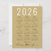 Gold Black Tree 2026 Kalender Vrolijk Kerstfeest Feestdagenkaart (Achterkant)