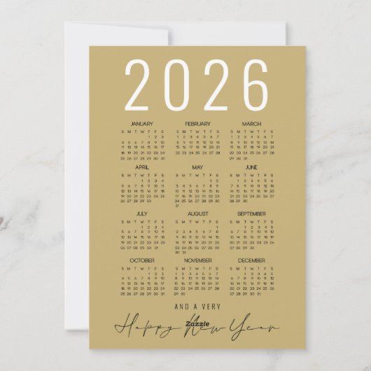 Gold Black Tree 2026 Kalender Vrolijk Kerstfeest Feestdagenkaart (Achterkant)