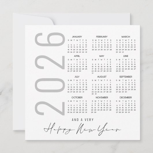 Gold Black Tree 2026 Kalender Vrolijk Kerstfeest Notitiekaartje (Achterkant)