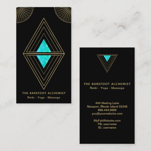 *~* Gold Black Triangles Alchemy Sacred Geometry Visitekaartje (Voorkant / Achterkant)