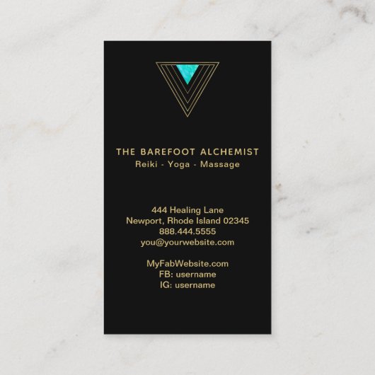 *~* Gold Black Triangles Alchemy Sacred Geometry Visitekaartje (Achterkant)