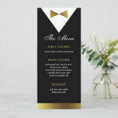 Gold & Black Tuxedo-menukaart, modern, formeel Menu (Staand voorkant)