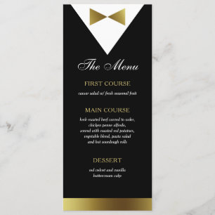 Gold & Black Tuxedo-menukaart, modern, formeel Menu