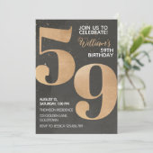 Gold Black, uitnodiging van 59th Birthday (Staand voorkant)