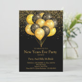 Gold & Black - Uitnodiging voor nieuwjarige feestd (Staand voorkant)