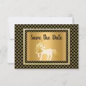 Gold Black Unicorn Mermaid Party Opslaan datum Kaart (Voorkant)