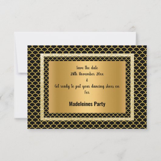 Gold Black Unicorn Mermaid Party Opslaan datum Kaart (Achterkant)