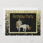Gold Black Unicorn Sparkle Birthday Kaart (Voorkant)
