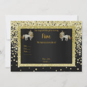 Gold Black Unicorn Sparkle Birthday Kaart (Achterkant)