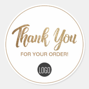 Gold Black Uw Logo hier Hartelijk dank voor uw bes Ronde Sticker