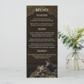 Gold Black Venetian Gothic Masquerade Elegant Menu Kaart (Staand voorkant)