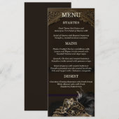 Gold Black Venetian Gothic Masquerade Elegant Menu Kaart (Voorkant / Achterkant)