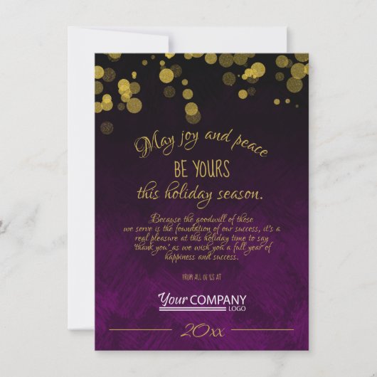 Gold, Black, Violet Company Kaart voor kerstmis (Voorkant)