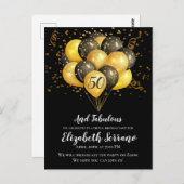 Gold Black Virtual 50th Birthday Party Briefkaart (Voorkant / Achterkant)