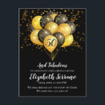 Gold Black Virtual 50th Birthday Party Briefkaart<br><div class="desc">Moderne gouden en zwarte ballonnen briefkaart-uitnodiging voor een online verjaardagsfeest voor mensen die het willen vieren,  maar sociaal van elkaar verwijderd zijn. Steek hun geesten op en blijf veilig! Viel je verjaardag thuis online met je vrienden. Deze uitnodiging kan worden aangepast voor elke verjaardag van de leeftijd.</div>