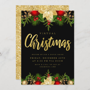 Gold Black VIRTUAL-kerstfeestdag online Kaart