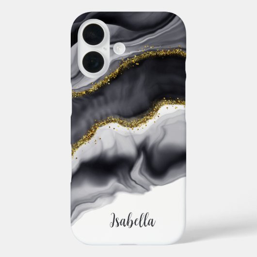 Gold Black Watercolor Personalize Case-Mate iPhone Case (Achterkant)
