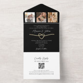 Gold Black Wedding All-in-One QR Uitnodiging (Binnen)