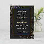 Gold Black Wedding Invitation - Luxe Invite Card (Staand voorkant)