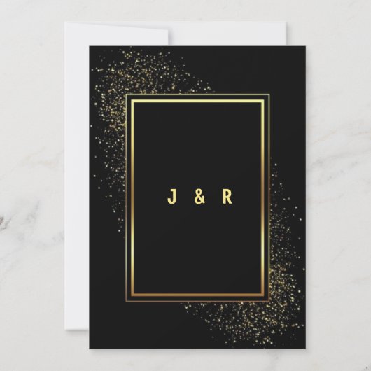 Gold Black Wedding Invitation - Luxe Invite Card (Achterkant)