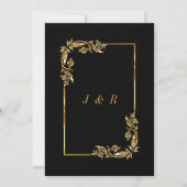 Gold Black Wedding Invitation - Rings & Champagne (Achterkant)