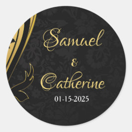 Gold Black Wedding Jubileum Modern personaliseren Ronde Sticker