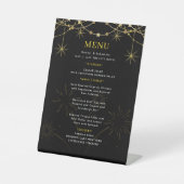Gold Black Wedding Menu Reclamebord Met Voetstuk (Voorkant)