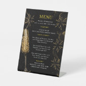 Gold Black Wedding Menu Reclamebord Met Voetstuk (Voorkant)