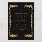  Gold Black Wedding Photo Invitation Kaart (Voorkant)