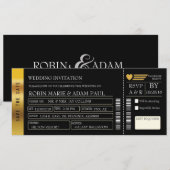 Gold & Black Wedding Ticket uitnodiging (Voorkant / Achterkant)
