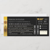 Gold & Black Wedding Ticket uitnodiging (Voorkant)