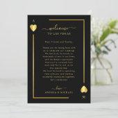 Gold Black Wedding Welkomstbrief Route Kaart (Staand voorkant)