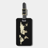 Gold Black Wereldbol Wereldkaart Bagagelabel (Voorkant verticaal)
