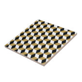 Gold Black & White 3D Cubes Patroon Tegeltje (Zijkant)