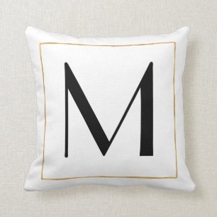 Gold Black White - Aangepaste monogram Letter Kussen