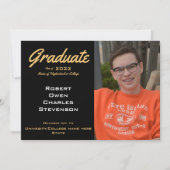 Gold Black White Afstuderen aankondiging (Voorkant)