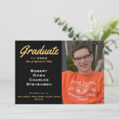 Gold Black White Afstuderen aankondiging (Staand voorkant)