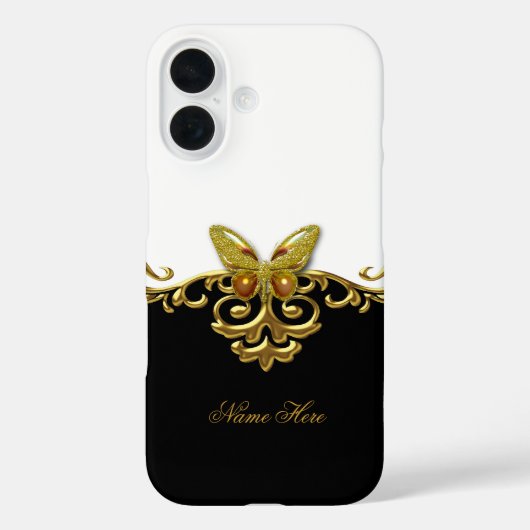Gold Black White Butterfly Case-Mate iPhone Case (Achterkant)