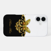 Gold Black White Butterfly iPhone 16 Hoesje (Achterkant horizontaal)