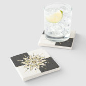 Gold Black & White Circle Mandala Stenen Onderzetter (Zijkant)