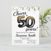 Gold Black White Classy 50th Birthday Party Kaart (Staand voorkant)