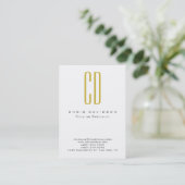 Gold Black White Color Monogram Visitekaartje (Staand voorkant)