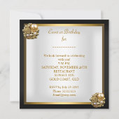 Gold Black White Elegant Birthday Party Kaart (Achterkant)