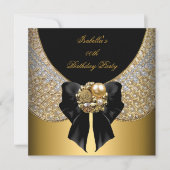 Gold Black White Elegant Birthday Party Kaart (Voorkant)