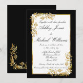Gold Black White Elegant Glamoureuze Cordial Wedde Kaart (Voorkant / Achterkant)