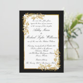 Gold Black White Elegant Glamoureuze Plechtige bru Kaart (Staand voorkant)