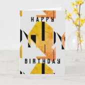 Gold Black White Geometric Abstracte verjaardag Kaart (Gele Bloem)