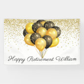 Gold Black White Glitter Retirement Spandoek (Horizontaal)